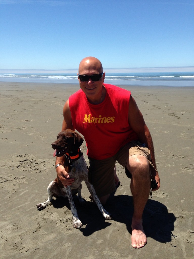 Rich and Harley on the beach in Trinidad, CA